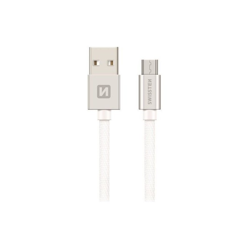 Swissten Datový Kabel Textile Usb / Micro Usb 1,2 M Stříbrný
