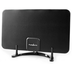 NEDIS aktivní pokojová DVB-T/T2 anténa/ FM / UHF / VHF/ rozsah příjmu 0-25 km/ LTE700/ zesílení 26 dB/ ABS/ černá