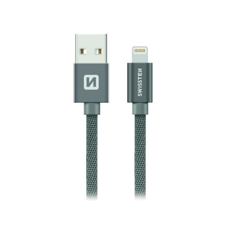Swissten Datový Kabel Textile Usb / Lightning 1,2 M Šedý