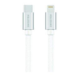 Swissten Datový Kabel Textile USB-C / Lightning Mfi 1,2 M Stříbrný