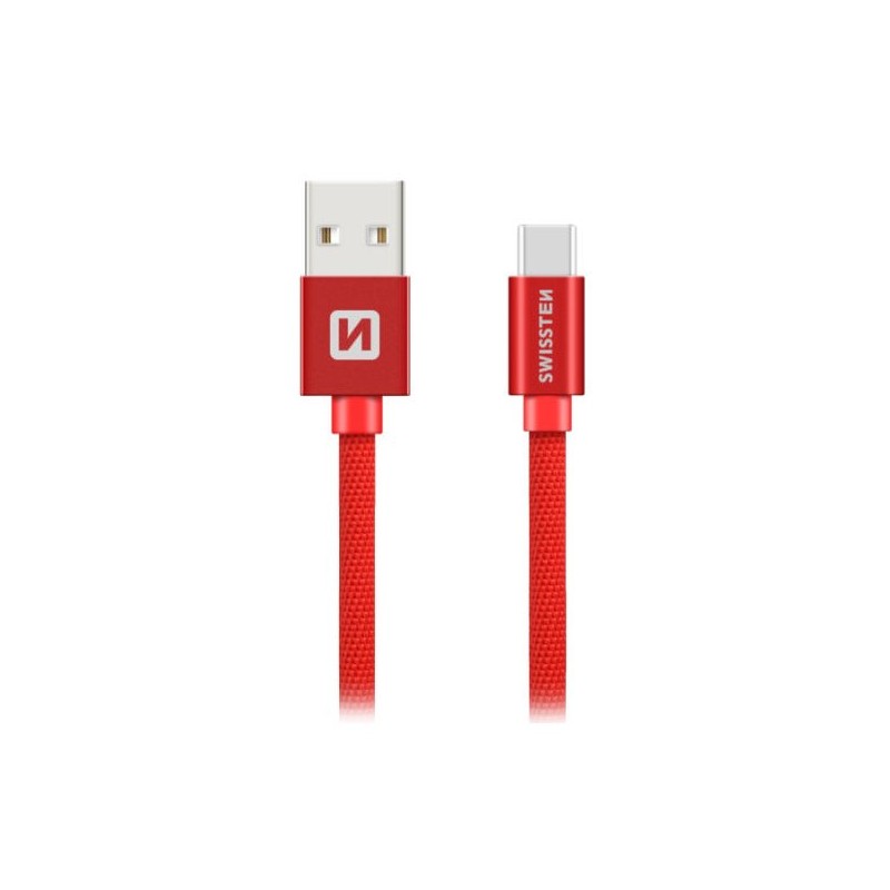Swissten Datový Kabel Textile Usb / Usb-C 2,0 M Červený