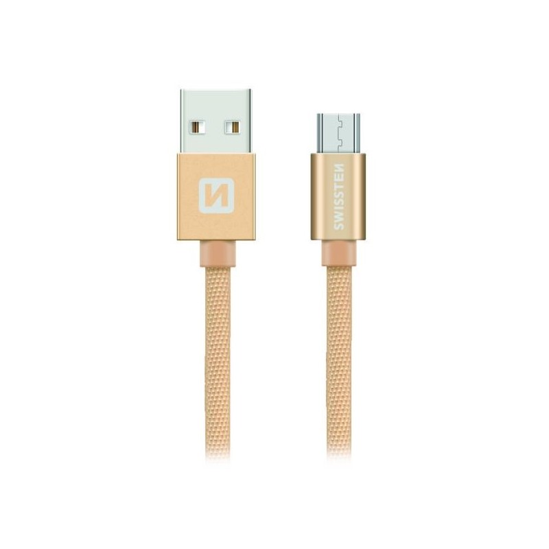 Swissten Datový Kabel Textile Usb / Micro Usb 1,2 M Zlatý