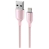 Swissten datový kabeltextile ii usb / lightning 1,5 m růžový