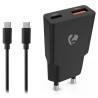 NEDIS síťová nabíječka/ 20 W/ PD 3.0/ rychlé nabíjení/ 1.5 / 2.0 / 2.22 / 3.0 A/ USB-A/ USB-C/ černá/ kabel 1,5m