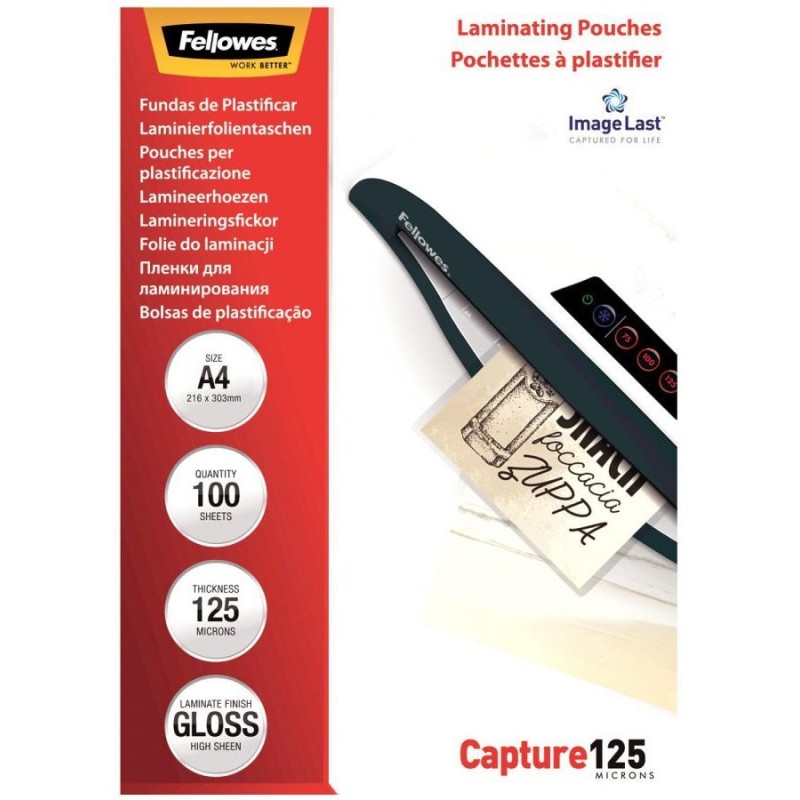 FELLOWES laminovací fólie/ formát A4/ 125 mic ImageLast/ velikost 216x303 mm/ lesklé/ 100 pack