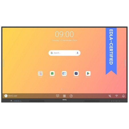 BENQ dotykový panel 75" RE7504A/ UHD 4K/8GB I 64GB /provoz 18/7/ HDMI/DP/ USB-C/LAN/ Android 14/40 dotykových bodů