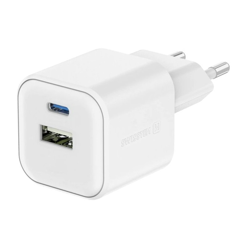 Swissten síťový adaptér 12w 1x usb-c + 1x usb-a bílý