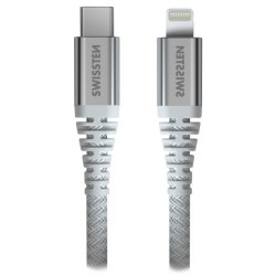 Swissten datový kabel kevlar usb-c / lightning 1,5 m bílý