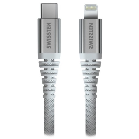 Swissten datový kabel kevlar usb-c / lightning 1,5 m bílý