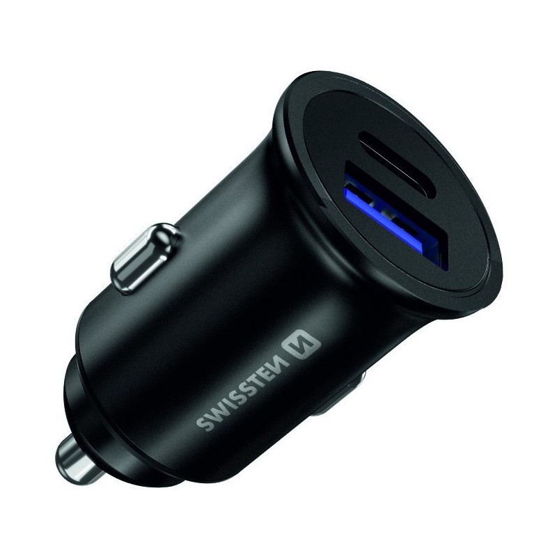 Swissten cl adaptér power delivery usb-c + quick charge 3.0 36w metal černý