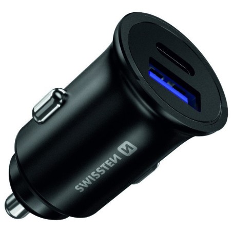 Swissten cl adaptér power delivery usb-c + quick charge 3.0 36w metal černý