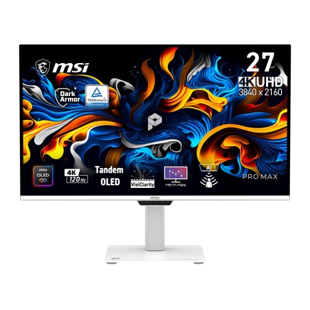 MSI Gaming PRO MAX 271UPXW12G/ 26,5"/ 3840x2160 / OLED/ 0,03ms/ 120Hz/ 250cd/m2/ 1500000:1/ HDMI/ DP/ VESA/ bílý