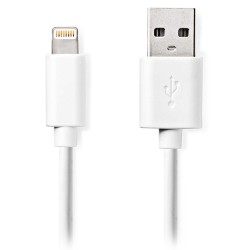 NEDIS synchronizační a nabíjecí kabel/ Apple Lightning 8-pin zástrčka - USB A zástrčka/ bílý/ bulk/ 2m