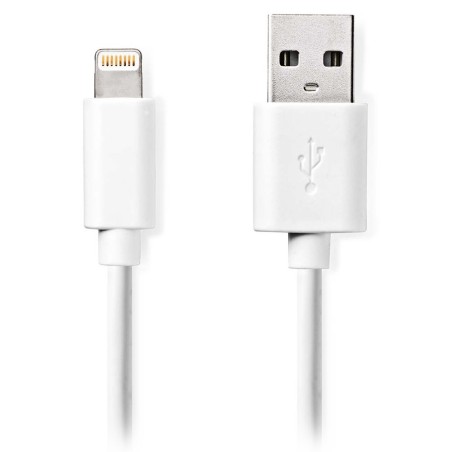 NEDIS synchronizační a nabíjecí kabel/ Apple Lightning 8-pin zástrčka - USB A zástrčka/ bílý/ bulk/ 2m