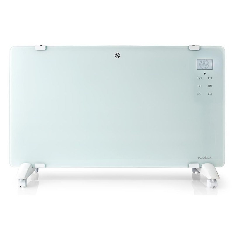 NEDIS Wi-Fi chytré konvekční topné těleso/ termostat/ skleněný přední panel/ IP24/ výkon 2000 W/ bílé