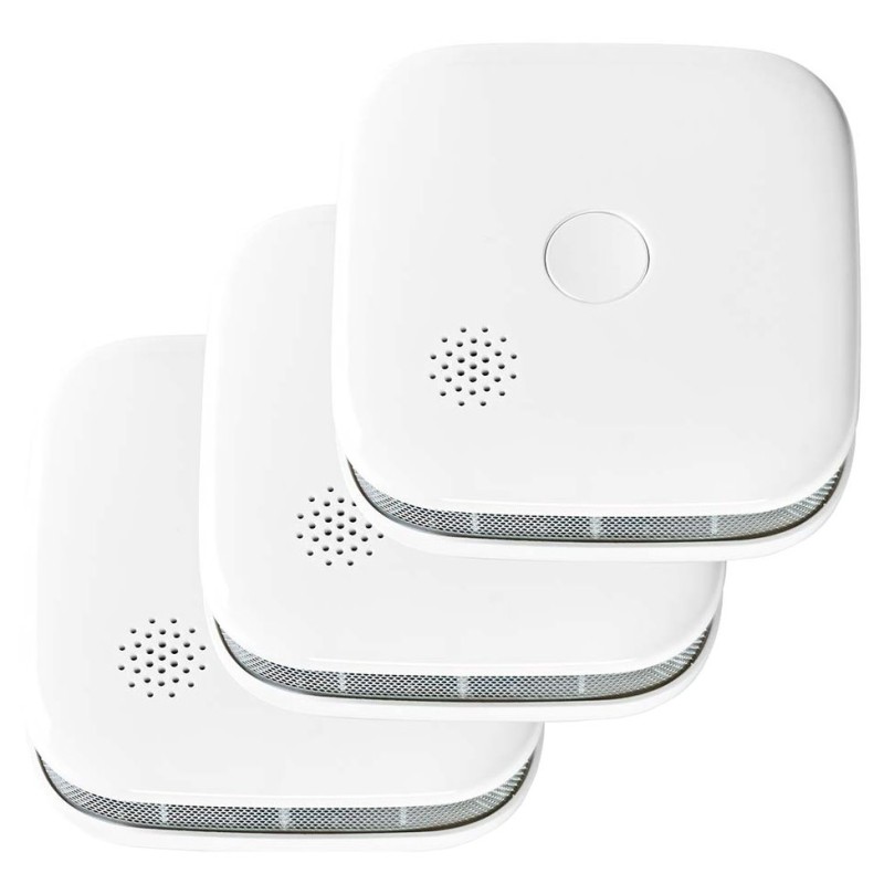 NEDIS Wi-Fi chytrý detektor kouře/ napájení z baterie/ hlasitost 85 dB/ výdrž snímače 10 let/ Android/ iOS/ 3ks/ bílý
