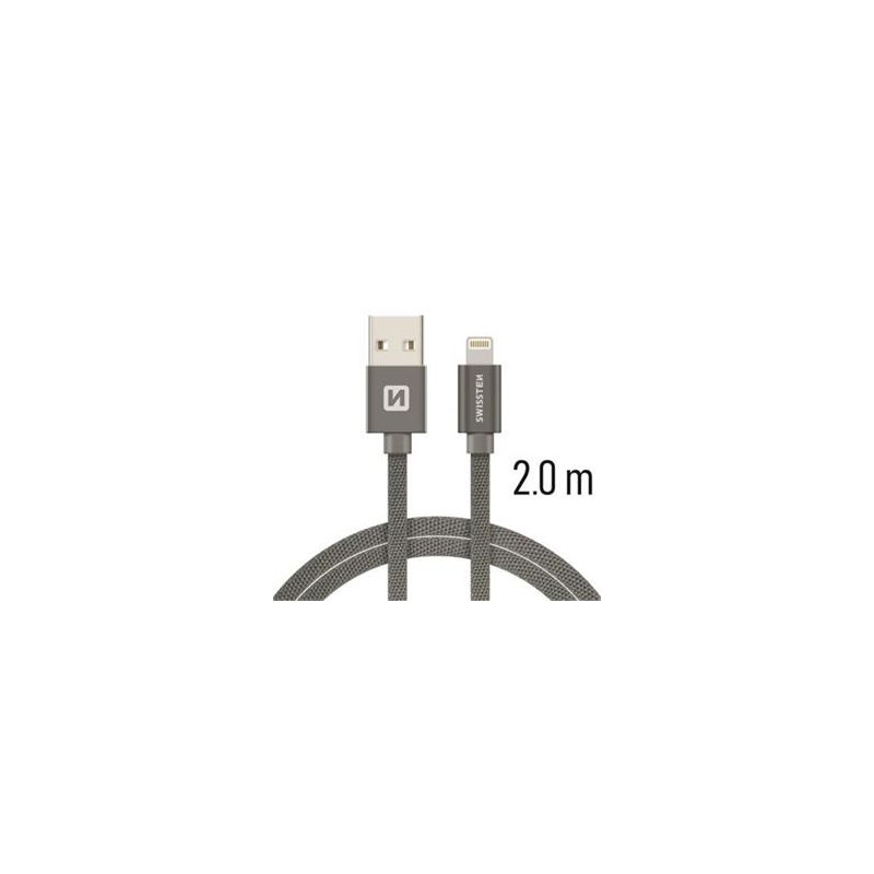 Swissten Datový Kabel Textile Usb / Lightning 2,0 M Šedý