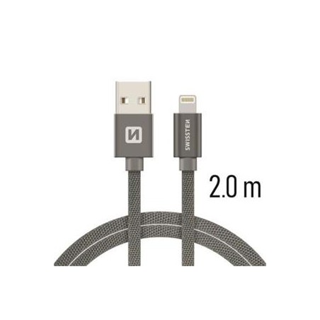 Swissten Datový Kabel Textile Usb / Lightning 2,0 M Šedý