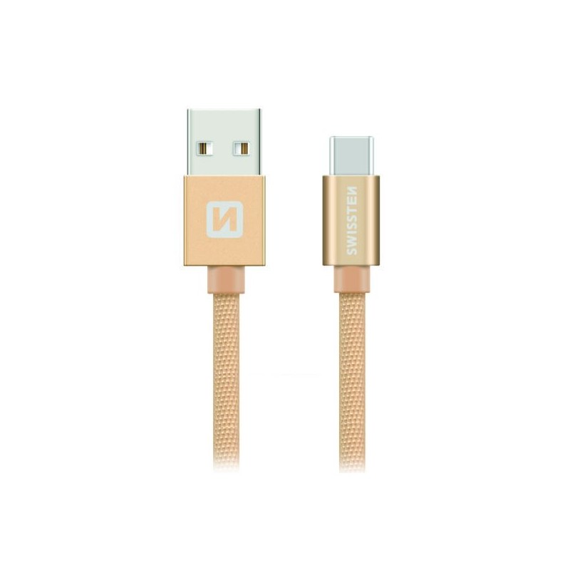 Swissten Datový Kabel Textile Usb / Usb-C 1,2 M Zlatý