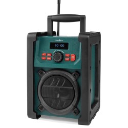 NEDIS digitální pracovní rádio/ stolní/ výkon 15W/ DAB+/ FM/ Bluetooth/ IP65/ napájení z baterie/síťové/ černo-zelené