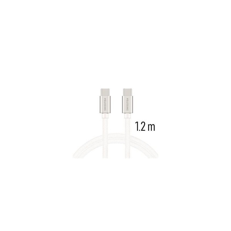 Swissten Datový Kabel Textile USB-C / USB-C 1,2 M Stříbrný