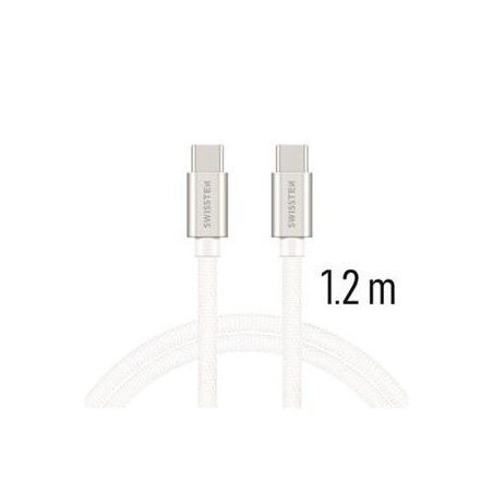 Swissten Datový Kabel Textile USB-C / USB-C 1,2 M Stříbrný