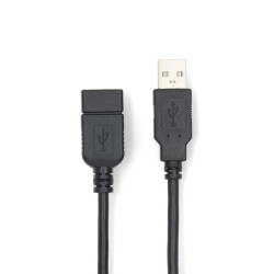 NEDIS prodlužovací kabel USB 2.0/ zástrčka USB-A - zásuvka USB-A/ poniklované konektory/ černý/ bulk/ 1m