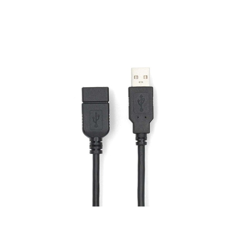 NEDIS prodlužovací kabel USB 2.0/ zástrčka USB-A - zásuvka USB-A/ poniklované konektory/ černý/ bulk/ 1m