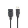 NEDIS prodlužovací kabel USB 2.0/ zástrčka USB-A - zásuvka USB-A/ poniklované konektory/ černý/ bulk/ 1m