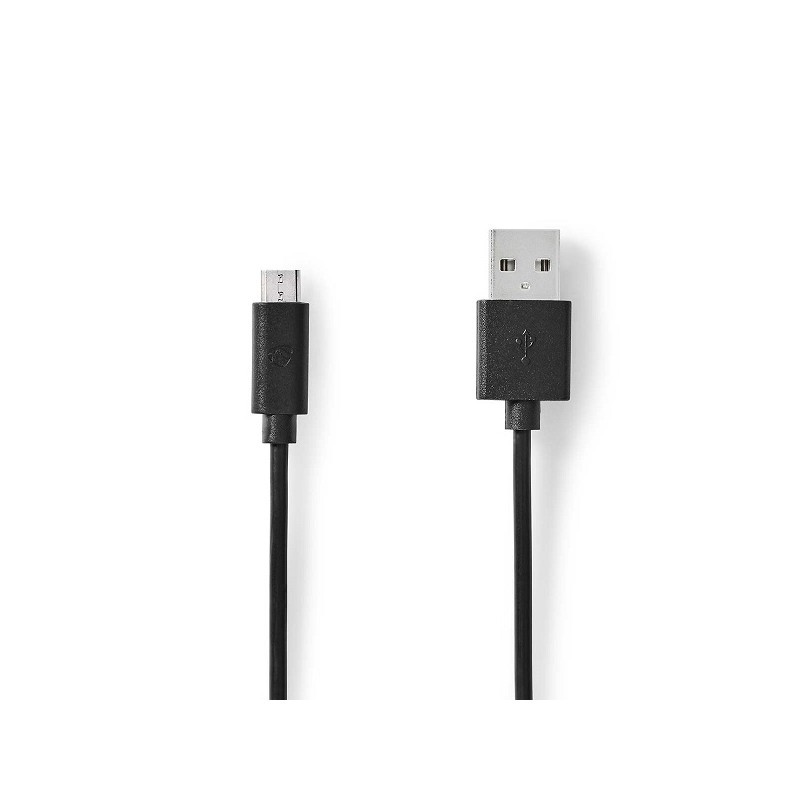 NEDIS kabel USB 2.0/ zástrčka USB-A - zástrčka USB-Micro B/ kulatý/ černý/ bulk/ 1m