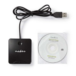 NEDIS čtečka čipových karet CRDRU2SM1BK/ Smart Card ID-1/ eObčanka/ standartní biometrické čipy/ USB 2.0/ černá