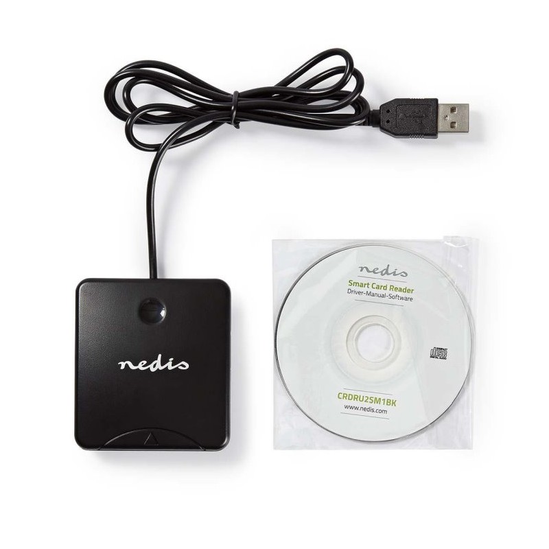 NEDIS čtečka čipových karet CRDRU2SM1BK/ Smart Card ID-1/ eObčanka/ standartní biometrické čipy/ USB 2.0/ černá
