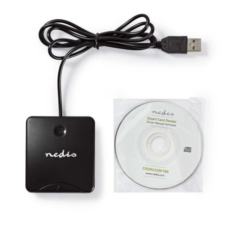 NEDIS čtečka čipových karet CRDRU2SM1BK/ Smart Card ID-1/ eObčanka/ standartní biometrické čipy/ USB 2.0/ černá