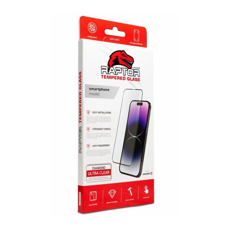 Swissten sklo RAPTOR DIAMOND ULTRA CLEAR 3D TEMPEROVANÉ SAMSUNG Galaxy S24 černé s funkční čtečkou otisku prstů