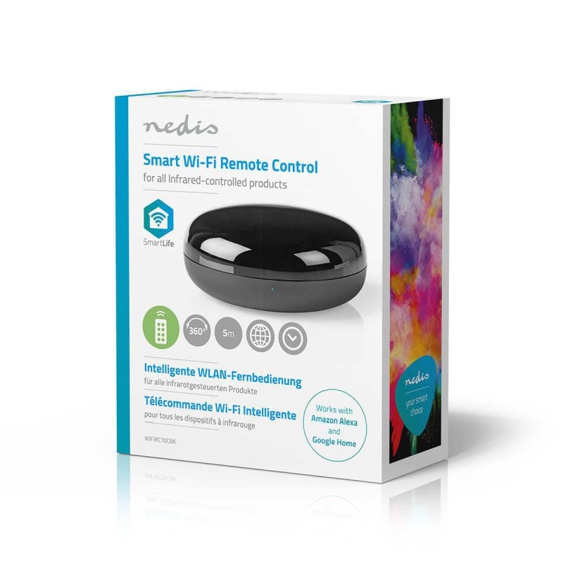 NEDIS Wi-Fi chytrý univerzální dálkový ovladač/ infračervený/ USB/ Google Home/ Alexa/ černý