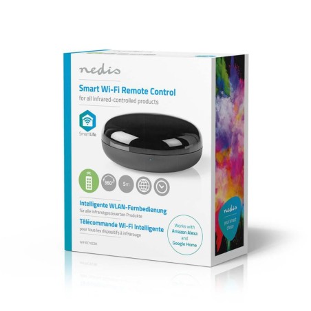 NEDIS Wi-Fi chytrý univerzální dálkový ovladač/ infračervený/ USB/ Google Home/ Alexa/ černý