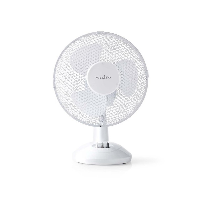 NEDIS stolní ventilátor/ průměr 30 cm/ výkon 35 W/ 3 rychlosti/ funkce oscilace/ kabel 1,5 m/ bílý