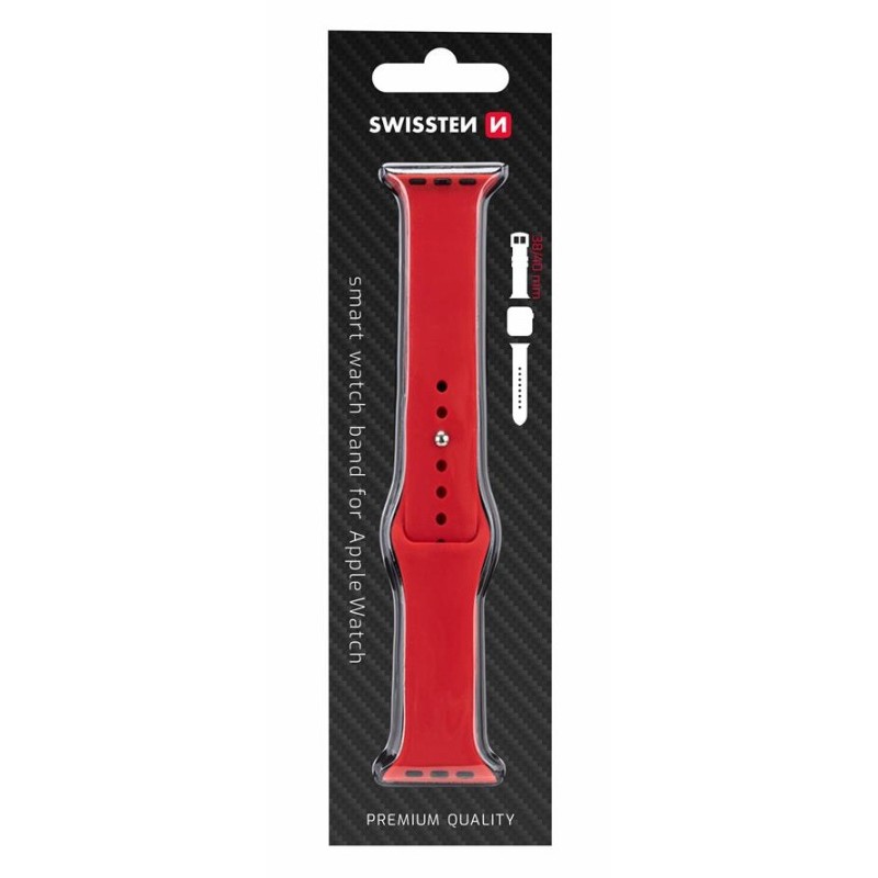 Swissten řemínek pro apple watch silikonový 38 / 40 / 41 mm červený