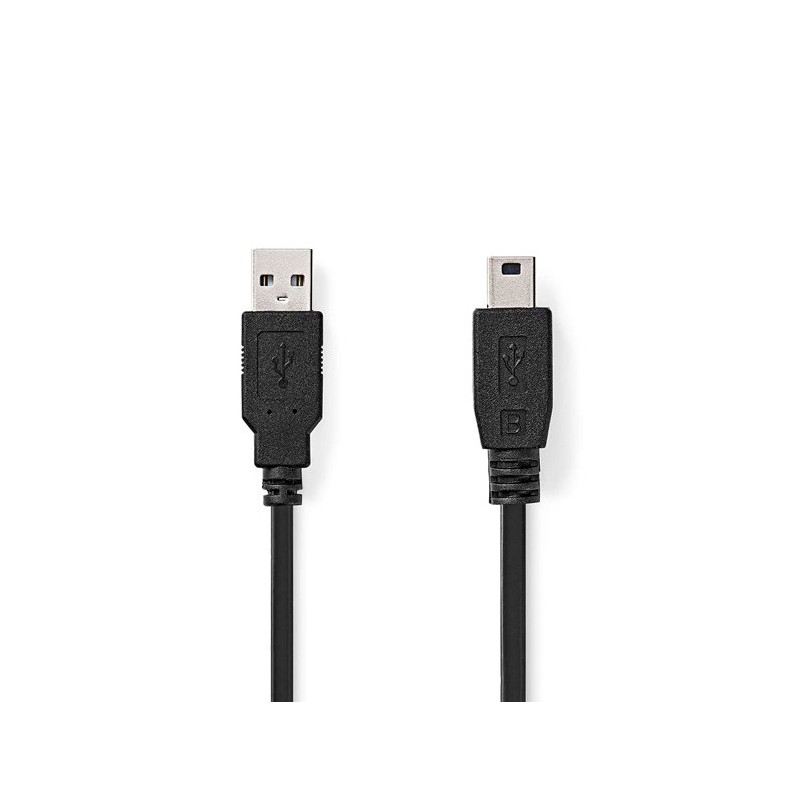 NEDIS kabel USB 2.0/ zástrčka USB-A - 5pinová zástrčka mini USB/ černý/ bulk/ 2m