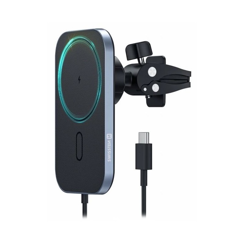 Swissten magnetický držák do ventilace auta s bezdrátovým nabíjením 15w (kompatibilní s magsafe)