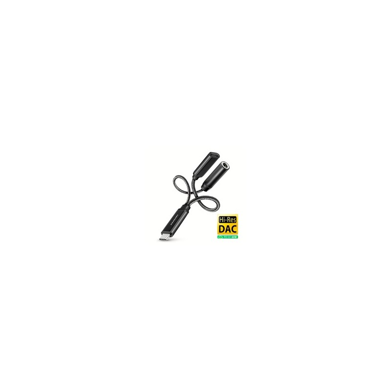 AXAGON ADA-HCPD, USB-C na 3.5mm jack - Hi-Res DAC audio adaptér, 384kHz/32bit, stereo, PD 60W 3A