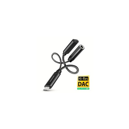 AXAGON ADA-HCPD, USB-C na 3.5mm jack - Hi-Res DAC audio adaptér, 384kHz/32bit, stereo, PD 60W 3A