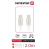 Swissten datový kabel USB-C / USB-C s textilním opletem, 2,0 M Stŕíbrný