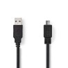NEDIS kabel USB 2.0/ zástrčka USB-A - zástrčka micro-B/ černý/ box/ 3m