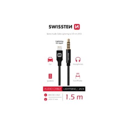 Swissten audio adaptértextile lightning (samec)/3,5 mm jack(samec) 1,5 m černý