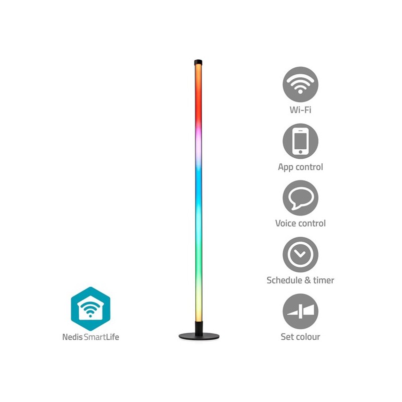 NEDIS Wi-Fi chytré světlo Mood light/ Tube/ 180 lm/ RGBIC/ teplá až studená bílá/ 2700 - 6500 K/ 10 W/ kov / silikon