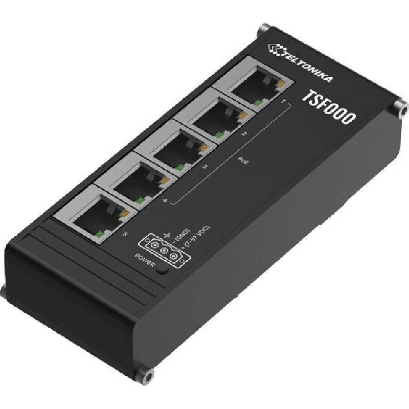 Teltonika TSF000 průmyslový switch, 5x 10/100, 4x PoE+, bez zdroje