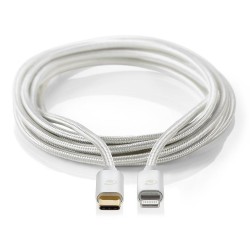 NEDIS PROFIGOLD Lightning/USB 2.0 kabel/ Apple Lightning 8pinový - USB-C zástrčka/ nylon/ stříbrný/ BOX/ 1m