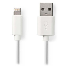 NEDIS synchronizační a nabíjecí kabel pro zařízení Apple/ konektor Lightning/ zástrčka USB 2.0 A/ bílý/ blistr/ 1m