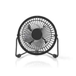 NEDIS mini ventilátor/ průměr 10 cm/ výkon 3 W/ napájení přes USB/ kabel 1 m/ kovový/ černý
